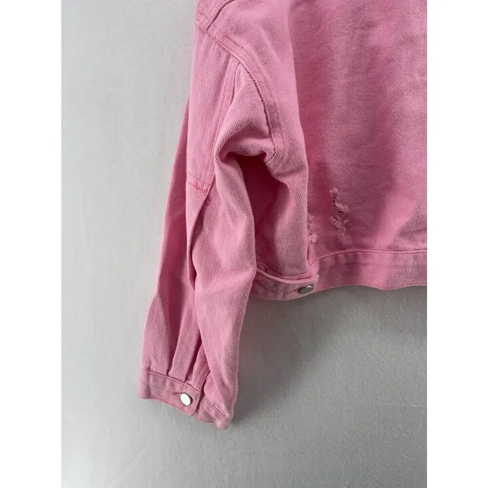 Blue B‎ Collection Boutique Pink Short Denim Jacket Size S/M NEW WITH TAGS